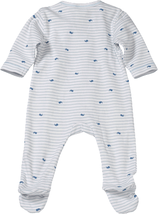 Baby Schlafanzug, Gr. 46/48, in Bio-Baumwolle, weiß, blau, für Mädchen und Jungen PUSBLU