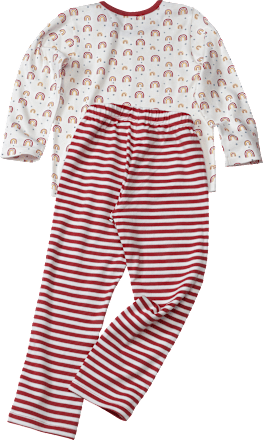Kinder Schlafanzug, Gr. 134/140, aus Bio-Baumwolle, rot, weiß ALANA