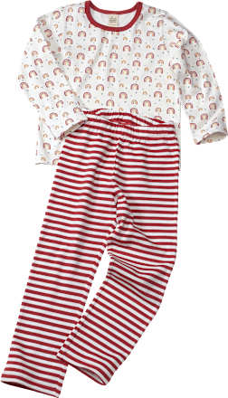 Kinder Schlafanzug, Gr. 134/140, aus Bio-Baumwolle, rot, weiß ALANA