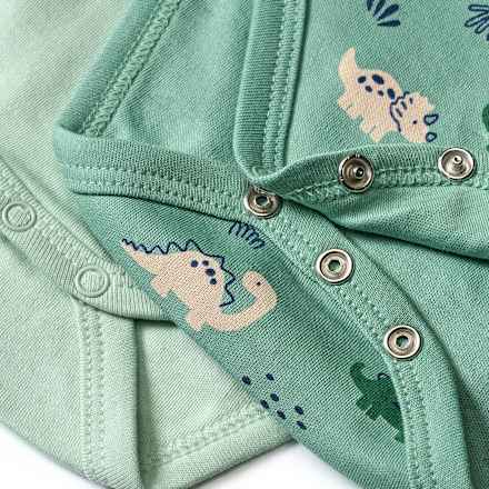 Bodys Langarm mit Dino-Muster, grün, Gr. 74/80 ALANA