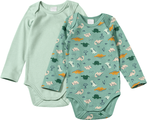 Bodys Langarm mit Dino-Muster, grün, Gr. 74/80 ALANA