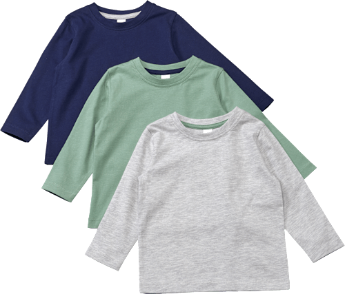 Langarmshirts, grau + blau + grün, Gr. 134 ALANA