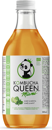 Kombucha gusto lime e menta a base di tè verde fermentato KOMBUCHA QUEEN