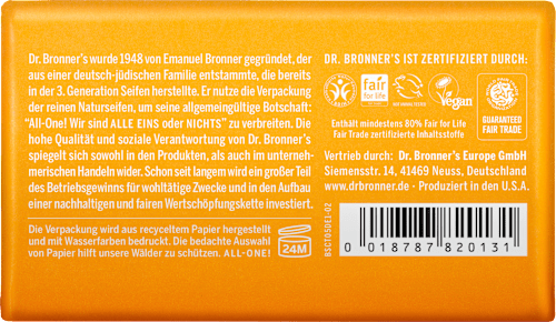 Seifenstück reine Naturseife all one Zitrus & Orange Dr.Bronner's
