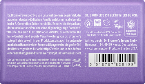 Seifenstück reine Naturseife Lavendel Dr.Bronner's