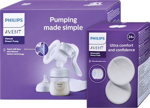 Set ročna prsna črpalka + 24 prsnih blazinic PHILIPS AVENT