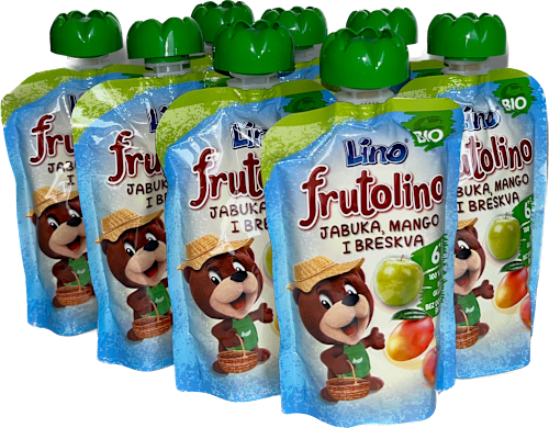 frutolino EKO kašica jabuka, mango, breskva, 6+ mj., XXL Lino