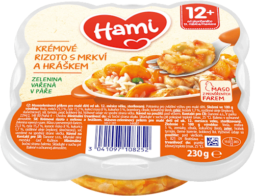příkrm Krémové rizoto s mrkví a hráškem Hami