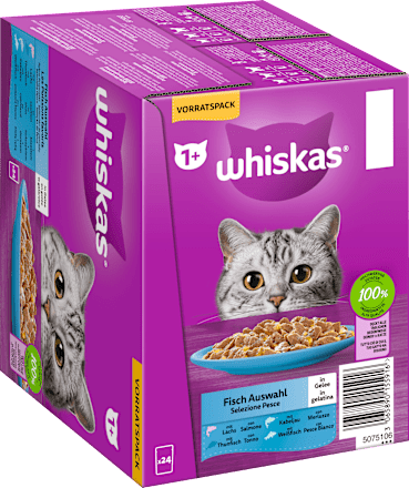 Nassfutter Katze Fischauswahl in Gelee, Multipack (24x85 g) Whiskas