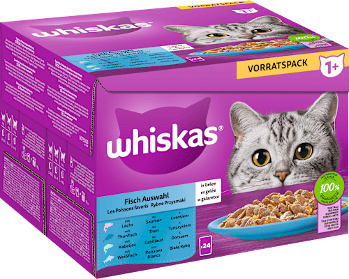 Nassfutter Katze Fischauswahl in Gelee, Multipack (24x85 g) Whiskas