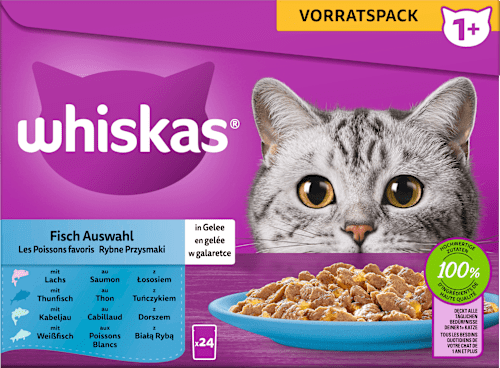 Nassfutter Katze Fischauswahl in Gelee, Multipack (24x85 g) Whiskas