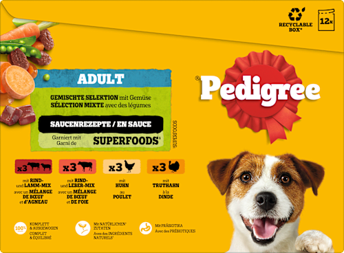 Nassfutter Hund gemischte Selektion in Sauce, Multipack (12x100 g) Pedigree