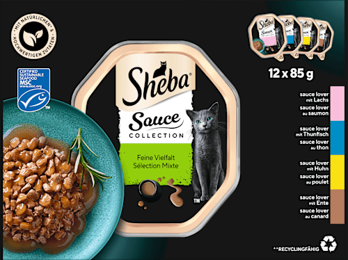 Nassfutter Katze feine Vielfalt in Sauce, Multipack (12x85 g) Sheba