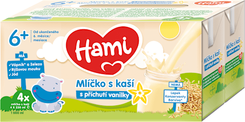 mlíčko s kaší, vanilka 4x250ml Hami