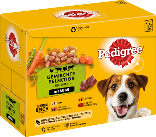 Nassfutter Hund gemischte Selektion in Sauce, Adult, Multipack (12x100 g) Pedigree