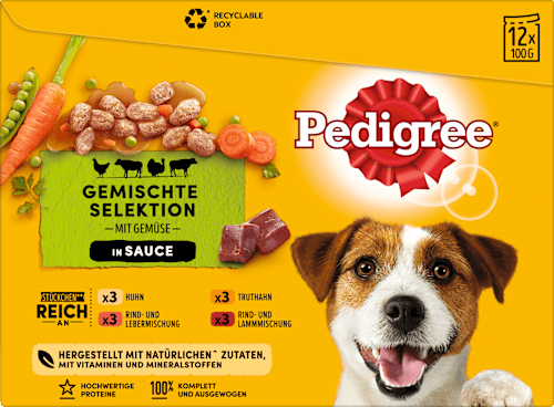Nassfutter Hund gemischte Selektion in Sauce, Adult, Multipack (12x100 g) Pedigree