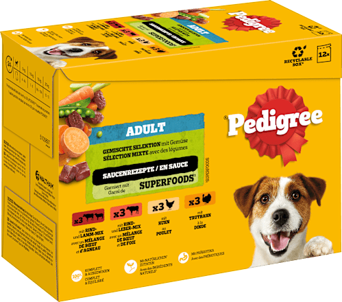 Nassfutter Hund gemischte Selektion in Sauce, Multipack (12x100 g) Pedigree