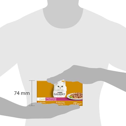 Nassfutter Katze mit Ente, Truthahn, Fisch, Rind, Huhn & Kaninchen, Gold - feine Komposition, Multipack (4x85 g) Purina Gourmet