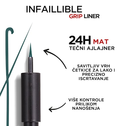 INFAILLIBLE GRIP 24H MATTE tečni ajlajner - 04 Emeraude L'ORÉAL PARiS