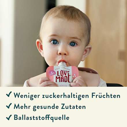 Quetschie Haferbrei, Apfel, Pastinake, Quinoa und Zimt, ab 6 Monaten LoveMade Organics