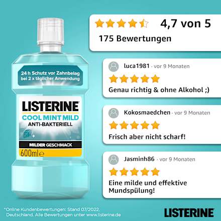 Mundspülung Cool Mint milder Geschmack Listerine