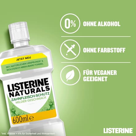 Mundspülung Naturals  Zahnfleischschutz, fluoridfrei Listerine