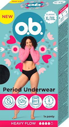 menstruační kalhotky, velikost XL/XXL o.b.
