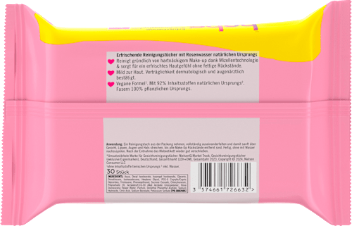Abschminktücher erfrischend mit Rosenwasser bebe