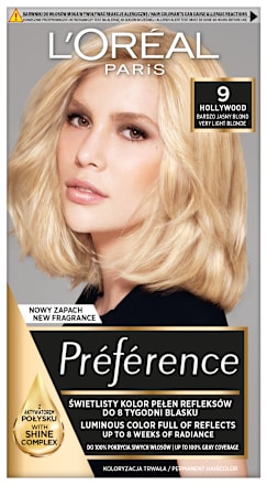 Farba do włosów 9 HOLLYWOOD Bardzo Jasny Blond L'ORÉAL PARiS PRÉFÉRENCE
