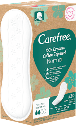 Slipové vložky 100 % Organic Normal - neparfumované Carefree