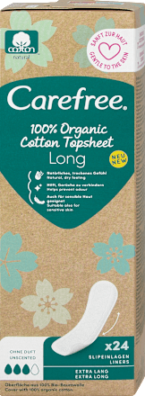 Slipové vložky 100 % Organic Long - neparfumované Carefree