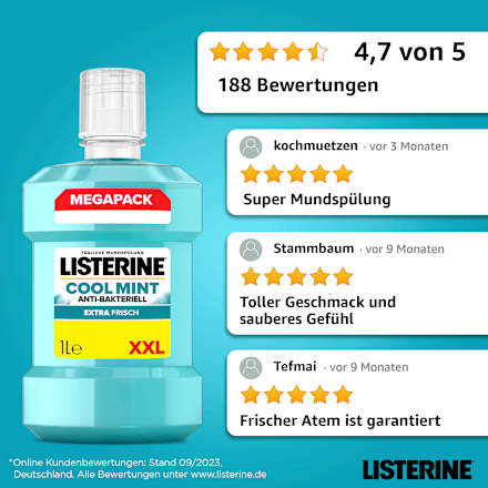 Mundspülung Cool Mint XXL Größe Listerine