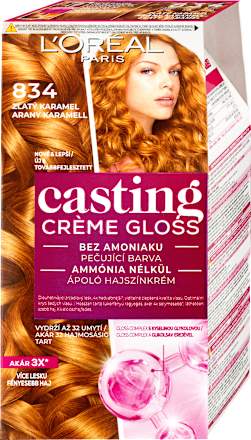 barva na vlasy Zlatý karamel 834 L'ORÉAL PARiS CASTING Crème Gloss