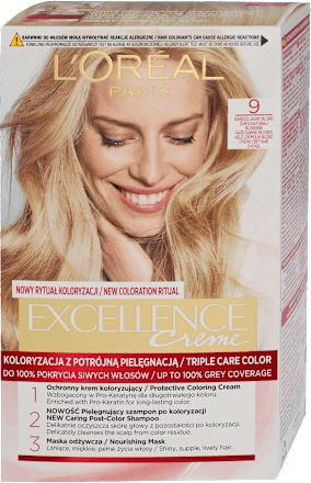 Farba do włosów 9 Bardzo Jasny Blond L'ORÉAL PARiS EXCELLENCE Creme
