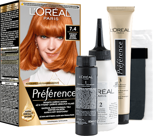 Tartós hajfesték, Dublin - intenzív rézvörös 7.4 L'ORÉAL PARiS PRÉFÉRENCE