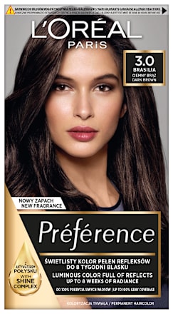 Farba do włosów 3.0 BRASILIA Ciemny Brąz L'ORÉAL PARiS PRÉFÉRENCE