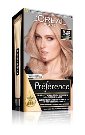 Farba do włosów 8.23 SANTORINI Jasny Blond Opalizująco-Złocisty L'ORÉAL PARiS PRÉFÉRENCE