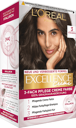 Haarfarbe 3 Dunkelbraun L'ORÉAL PARiS EXCELLENCE Creme