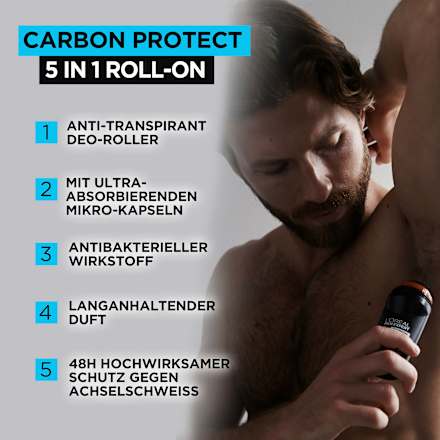 Antitranspirant Deo Roll-on Carbon Protect 5in1 L'ORÉAL PARiS MEN EXPERT