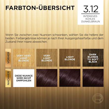 Haarfarbe 3.12 Intensives Kühles Dunkelbraun L'ORÉAL PARiS PRÉFÉRENCE