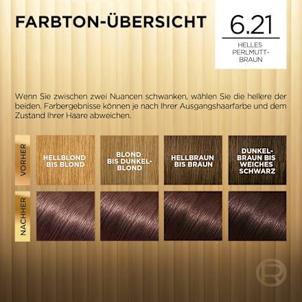 Haarfarbe 6.21 Helles Perlmuttbraun L'ORÉAL PARiS PRÉFÉRENCE