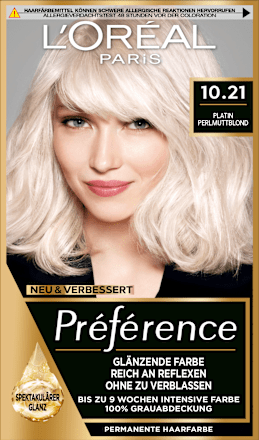 Permanente Haarfarbe - Nr. 10.21 Stockholm Platin Perlmuttblond L'ORÉAL PARiS PRÉFÉRENCE