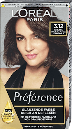 Permanente Haarfarbe - Nr. 3.12 Toronto intensives kühles Dunkelbraun L'ORÉAL PARiS PRÉFÉRENCE