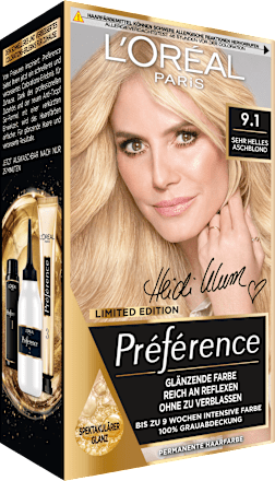 Haarfarbe 9.1 Sehr Helles Aschblond L'ORÉAL PARiS PRÉFÉRENCE