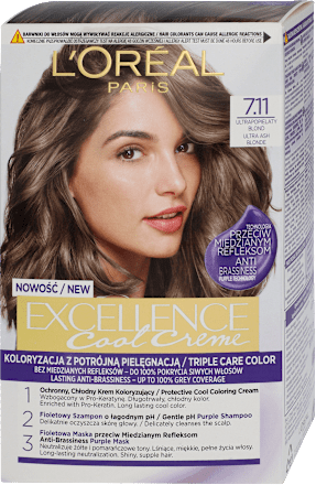 Farba do włosów 7.11 Ultrapopielaty Blond L'ORÉAL PARiS EXCELLENCE Creme