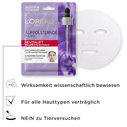 Tuchmaske Revitalift Filler aufpolsternd	 L'ORÉAL PARiS REVITALIFT