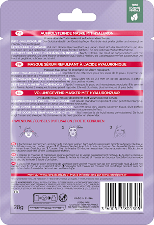 Tuchmaske Revitalift Filler + Hyaluronsäure L'ORÉAL PARiS REVITALIFT