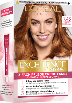 Haarfarbe 7.43 Kupfer Gold Blond L'ORÉAL PARiS EXCELLENCE Creme