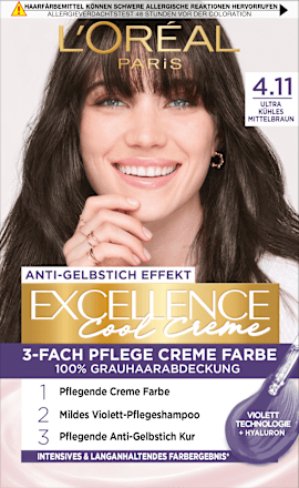 Excellence Cool Creme Haarfarbe - Nr. 4.11 Ultra Kühles Mittelbraun L'ORÉAL PARiS EXCELLENCE Creme