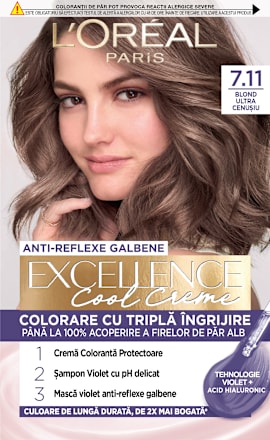 Vopsea de păr permanentă cu amoniac 7.11 L'ORÉAL PARiS EXCELLENCE Creme